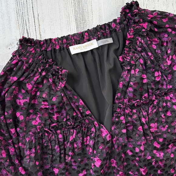 Ramy Brook Sara V-Neck Purple and Black Plumberry Textured Top size XS - Picture 3 of 9